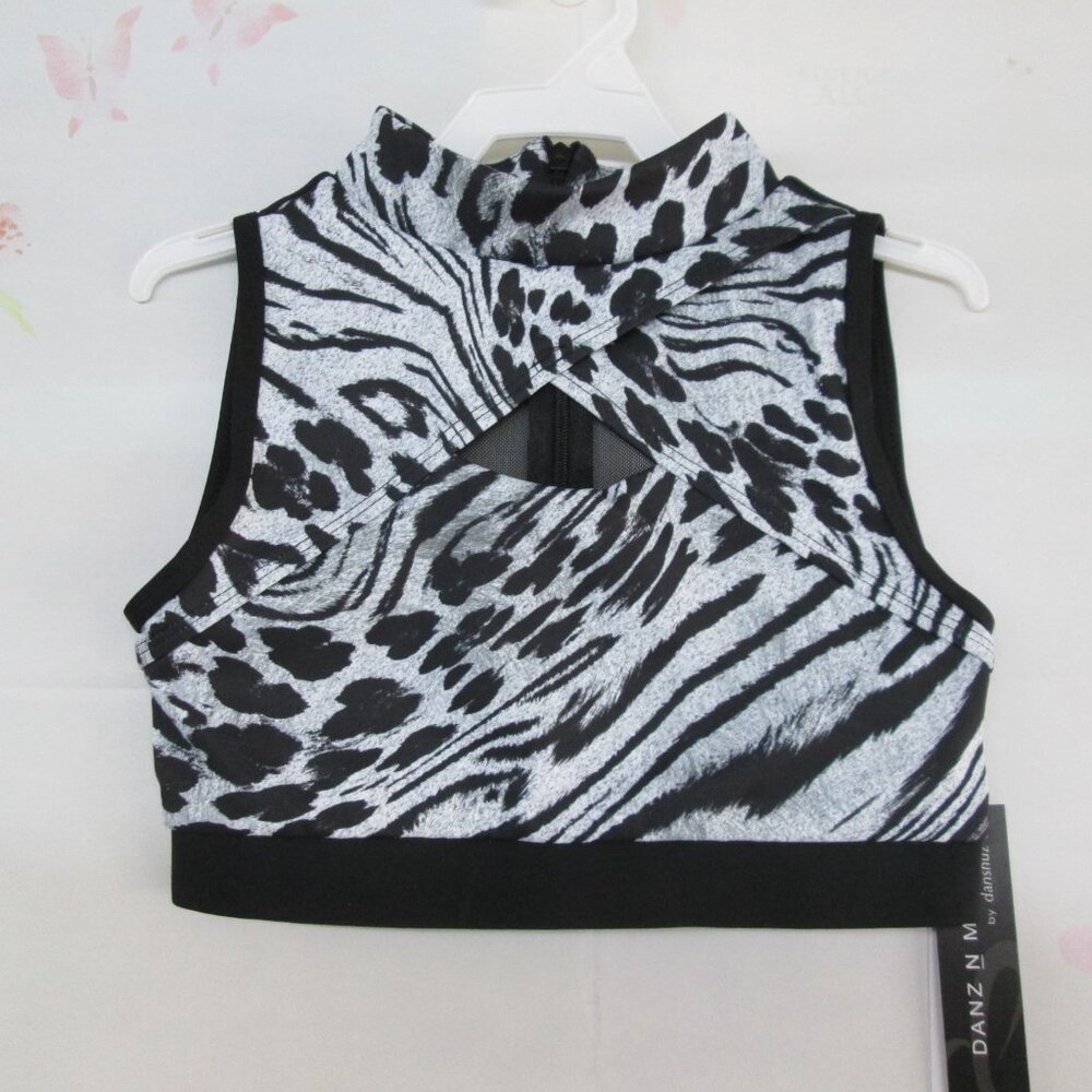 New Dance Sports Bra Crop Top Girls Size 8-10 or 12-14 Black DanzNMotion MC LC